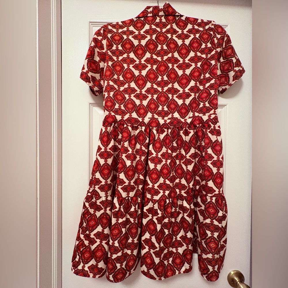 Vero Moda Red Moroccan Patterned Short Sleeve Dress - Picture 2 of 9